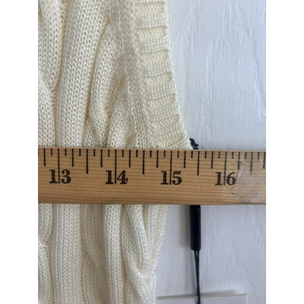 Calvin‎ Klein Ivory Sleeveless Cable knit Sweater Dress Large Shawl Collar NEW